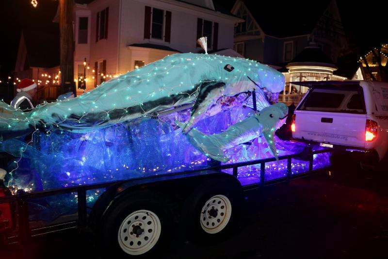The Marine Education Research and Rehabilitation Institute won first place in the clowns category, for their float featuring whales.