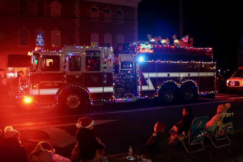The Little Creek Fire Company won first place in the fire company category for its truck that was decked out for the holidays.