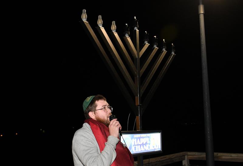 Rabbi Sholom Vogel, Chabad of Southern Delaware director, speaks about the meaning of lighting the menorah.