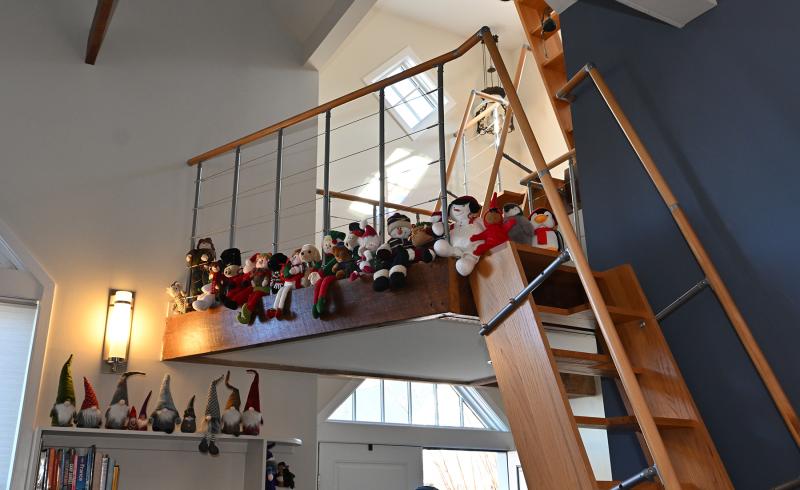 The bell tower is decorated for the season in the home of Diane Stollenwerk and Maggie McIntosh at 318 W. Fourth St.