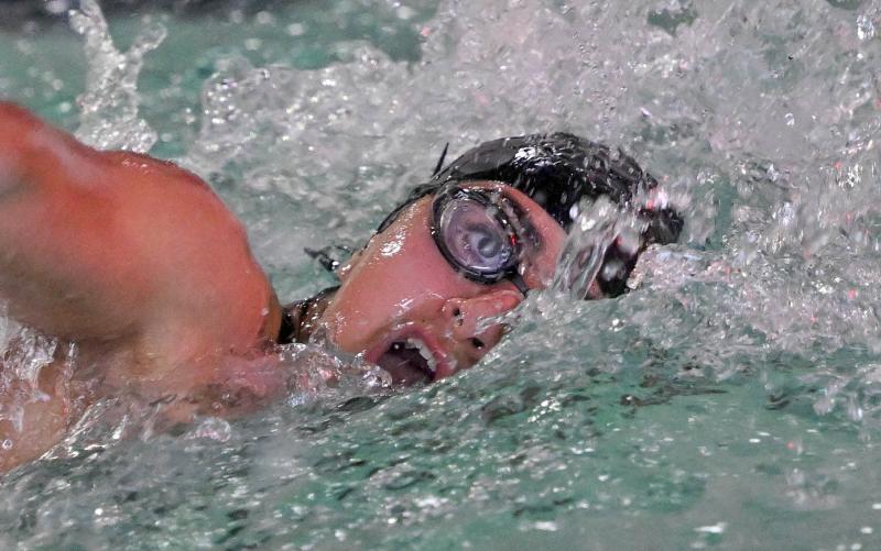 Cape sophomore Mia Jaoude wins the 200 freestyle with a time of 2:00.21. She also took top honors in the 100 butterfly with a time of 1:00.71.