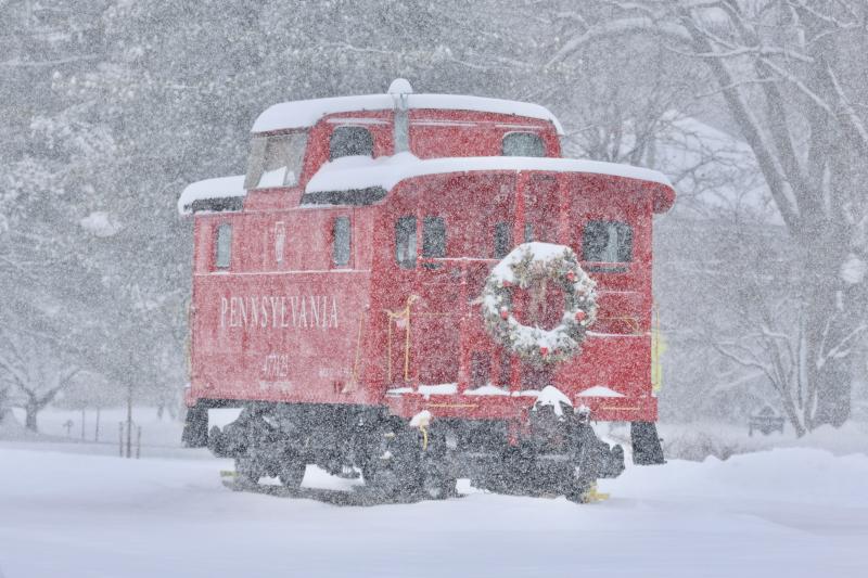 The last remnants of Christmas still on display on the caboose along the Lewes-Georgetown Trail. BILL SHULL PHOTO