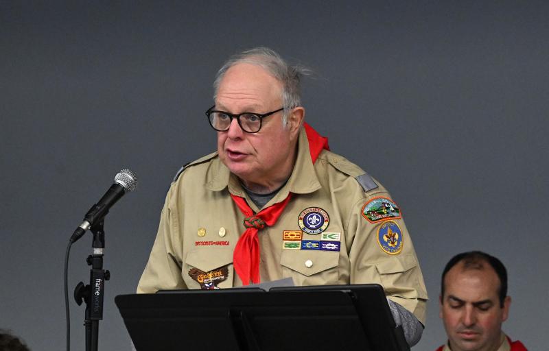 Sussex District Eagle Scout Coordinator Howard “Howie” Tripp declares the Eagle Scout Court of Honor open.