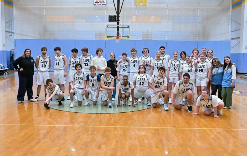 The Cape team are in back (l-r) coach Katie Collick, Jaxon Benton, Michael Anthony, Ronnie LeRoy, Erickson McMahon, Aidan Wyatt, Coach Elle Nauman, Luke Archer, Logan Felker, Danny Gartmen, Ellie Sprague, Aiden Morrison, Grace Heers, Aiden Curran, Grace Feather, Bennett Steinmann, Coach Tom MacLeish, Alivia Heers, Lina Frederick, Sarah Wolansky and Ellie Windsor. In front are Xavier Zimmer, Quinn Lobley, Cooper Forcucci, Aiden Wells, Zane Richardson, Norman Rust, Dalen daminger, Austin Hastings and Sara Davis.