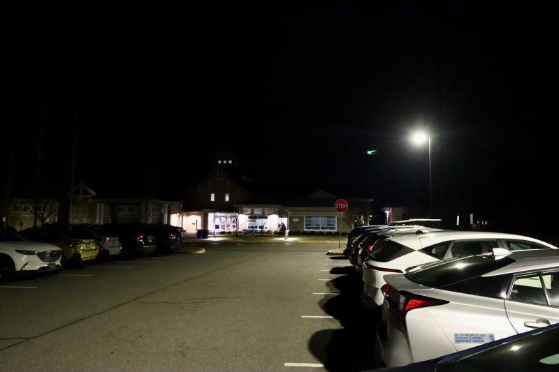 The parking lot of the Lewes Public library could be used for a pilot program to demonstrate dark sky lighting. Mayor and city council held a public hearing Feb. 3, to get input on the proposal aimed at reducing light pollution from street lights and commercial and industrial properties. BILL SHULL PHOTO