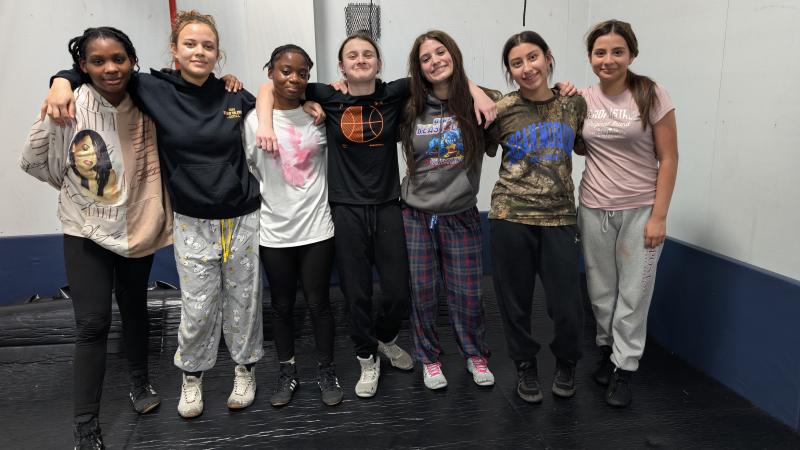 The Sussex Tech girls’ wrestling team competed exclusively against girls for the first time during the 2024-25 winter sports season. Shown are (l-r) freshman Nychele Sample, senior Mackenzie Adams, freshman Stacey Dorlus, sophomore Savannah Stevenson, junior Jade Seefried, freshman Estrella Martin and freshman Darlyn Ramos. AARON R. MUSHRUSH PHOTOS