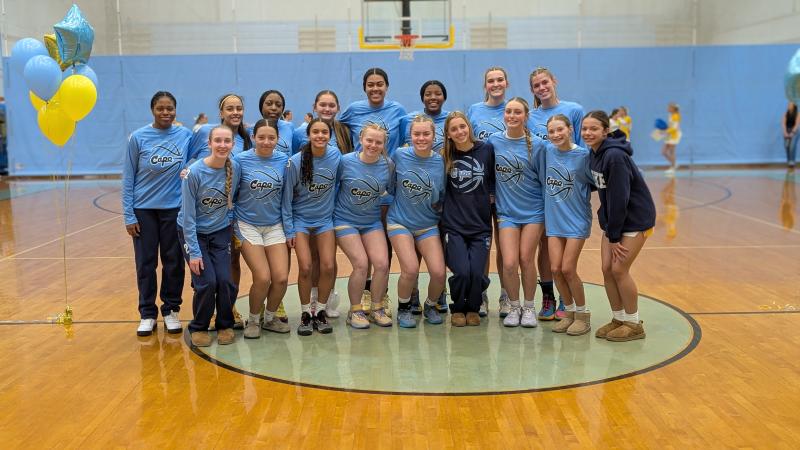 The 2024-25 Cape girls’ basketball team honors their seniors following the Senior Night ceremony. In back are (l-r) Jada White, Naisae Ngido, Jurnee White, Kallea Eleazar, Havyn Greene, Jordynn Bow, Hayden Hudson and Amalia Fruchtman. In front are Brooklyn Ausberger, Mia Scott, Laura Lima, Sydney Whetzel, Faith Re, Mikaela Gordon, Maya Yngve, Erin Noonan and Tegan Paczek.