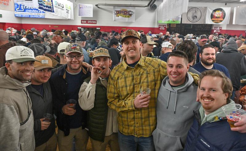 Lewes boys loving the oyster eat are (l-r) Keith Hocker, Nick Diguglielmo, Scott Davis, Tim Blackburn, Devin Medd, Blake Woodruff and Will Stokes.