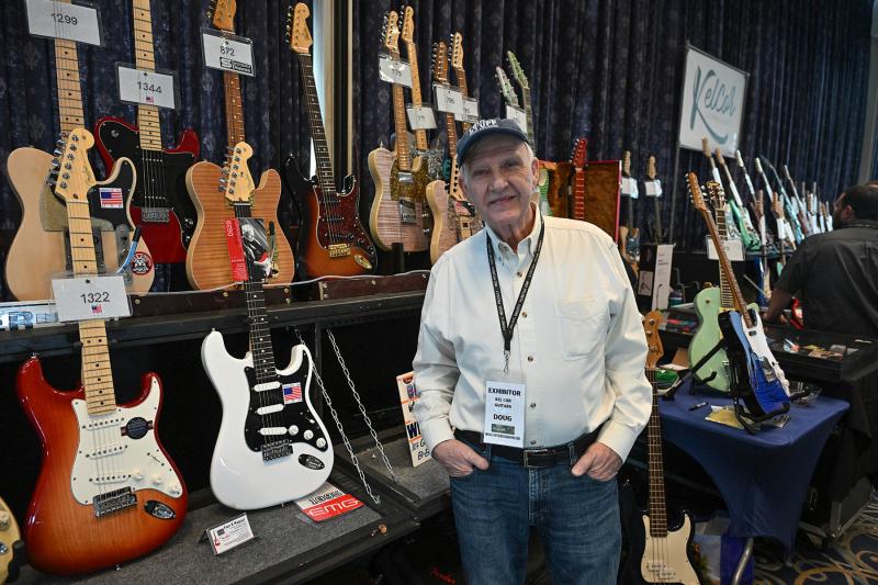 Many guitarists from the past and present attended the 2025 Mid Atlantic Guitar Show. Doug Lewis, chief luthier of Fair Guitar Repair, was there to sell guitars and tell stories from his days of playing with the group Peppermint Rainbow who had the 1969 hit “Will You Be Staying After Sunday.” DAN COOK PHOTOS