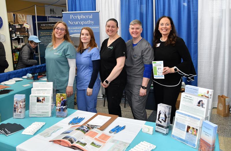 Representing DelMarVa Acupuncture & Wellness Center are (l-r) Brianna Lewis, Karlee Noel, Jessica Collins, Dr. Ashley Adams and Expo founder Kathy Benson.