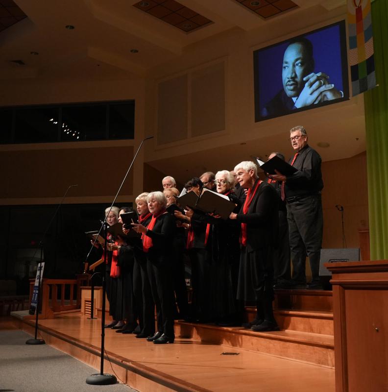 The Alliance Singers of CAMP Rehoboth sing “Impossible Dream” and “Keep Marching” at the Feb. 28 event.