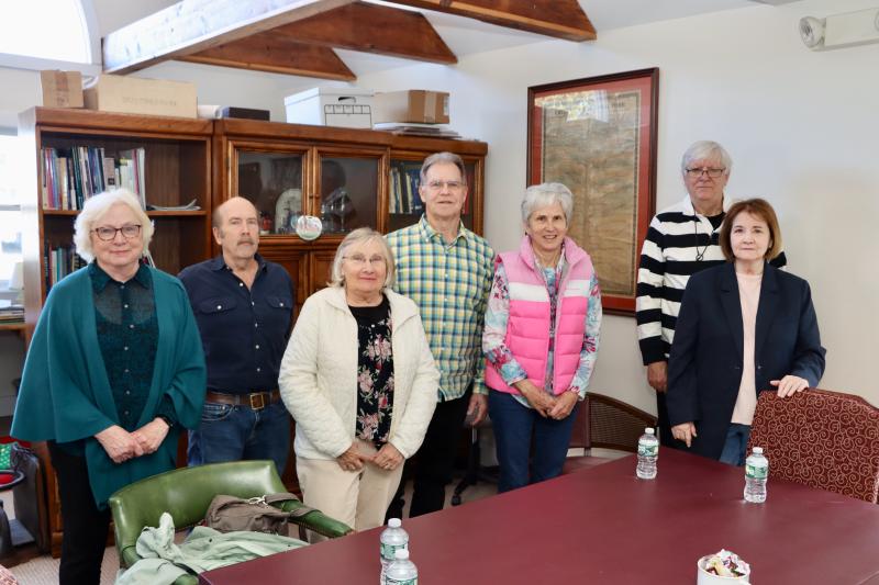 GLF hosted a gathering March 21 with descendants of the Wiltbank family. Helmanias Wiltbank was the first settler of Lewes. Shown are (l-r) Terri Wiltbank Bostic; archeologist Ed Otter; Toni Wiltbank; Jim Ford, Fourth Street Preserve campaign chair; Teresa Ford, a Wiltbank descendant; and Chris and Gwen Fuller, Wiltbank descendants.