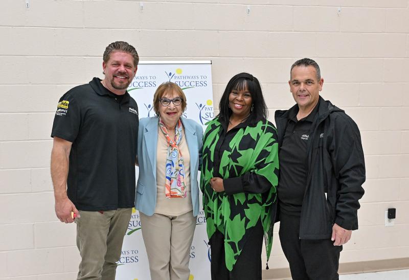 New Atlantic Transportation owner Dave Repass is happy to support Pathways to Success. Shown are (l-r) Meineke and Atlantic Transportation owner Dave Repass, Pathways Outreach and Development Manager Sarah Gilmour, Pathways to Success founder and Executive Director Fay Blake and Atlantic Transportation and Meineke operations manager Justin Brown.