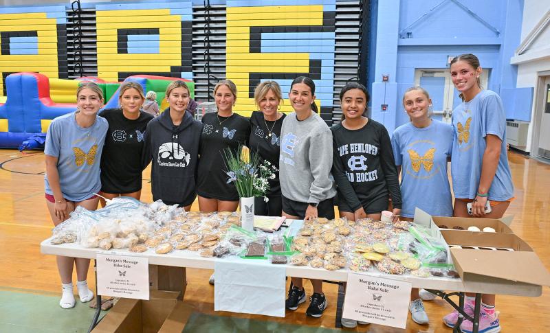 Selling cookies and cupcakes are volunteers (l-r) Norah Block, Alysa McCarthy, Emily Wells, Regan Best, Nicole Best, Cassidy Best, McKena Collick, Mallory Terhune and Amalia Fruchtman.
