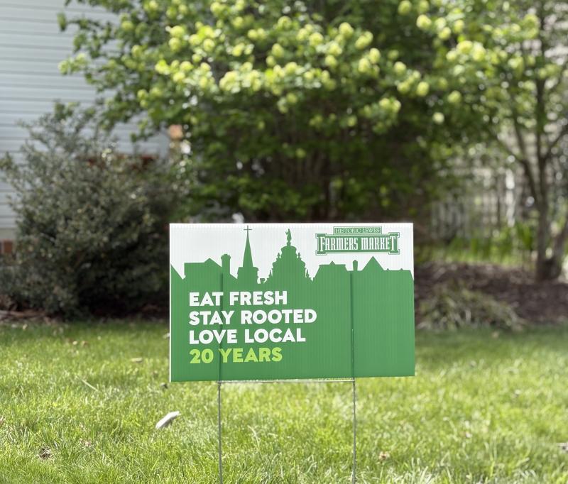 The longest-running farmers market in the Cape Region is the Historic Lewes Farmers Market, which is celebrating its 20th season this year. Supporters are welcome to share the celebration by displaying a yard sign, available by contacting 302-644-1436 or info@historiclewesfarmersmarket.org. SUBMITTED PHOTO