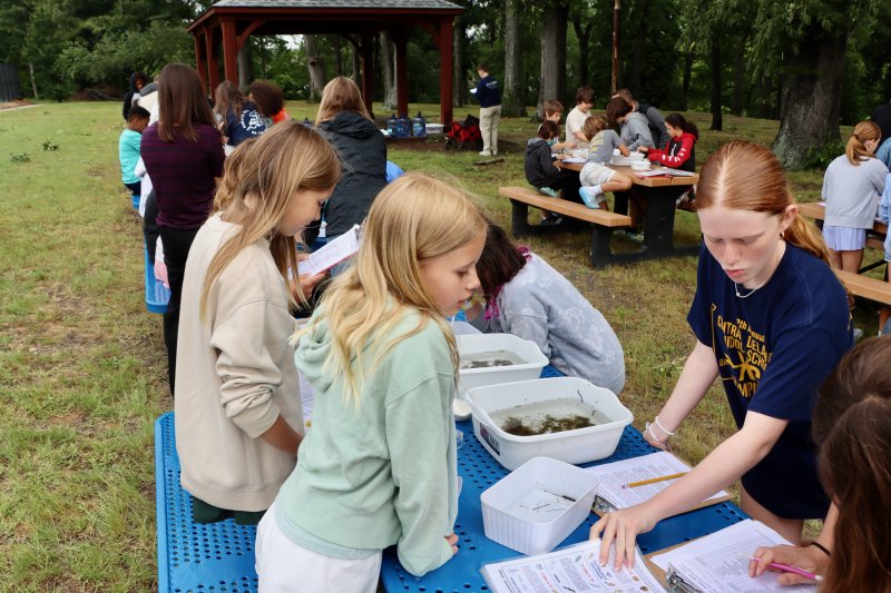 Alice Baich, left, Sophie Rowley, right, and their team examined the specimens and wrote down what they observed.