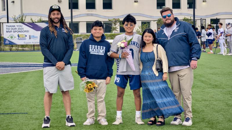 Reili Roblero-Reyes was announced with his older sister Kari and younger brother Nathan before Ben Weathersby and Andrew Fox met the trio at the face-off line.