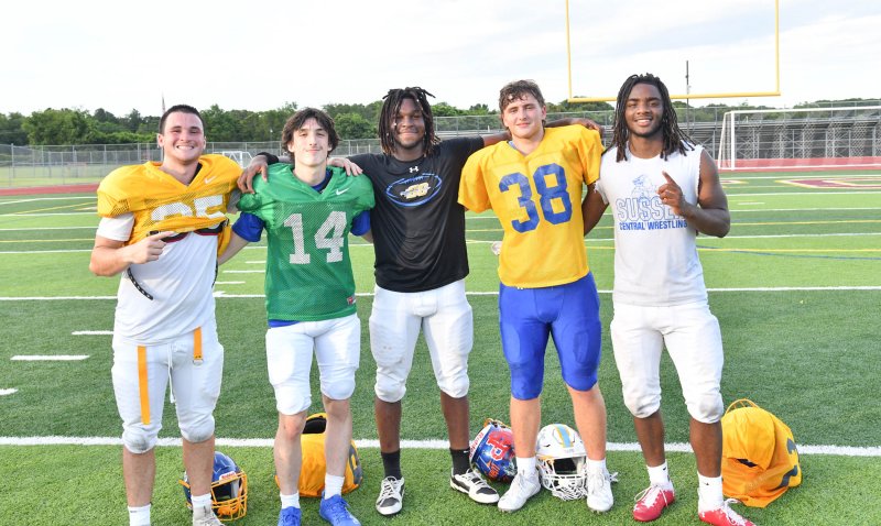 Cape and Sussex Central are represented by (l-r) Sam Pucci, Bradley Chavez, Jajuan Sturgis, Zane Coulbourne and Malik Bell.