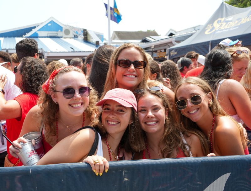 A group of friends enjoy The Starboard after the Running of the Bull. Shown are (l-r) Aisley Bergeolo, Molly Lingo, Riley Keen, Nina Filler and Hope Cortner.