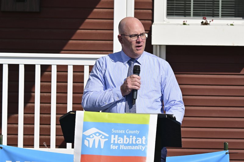 Sen. Russ Huxtable, D-Lewes, addresses the crowd during the dedication ceremony, highlighting the milestone moment and the power of community support.