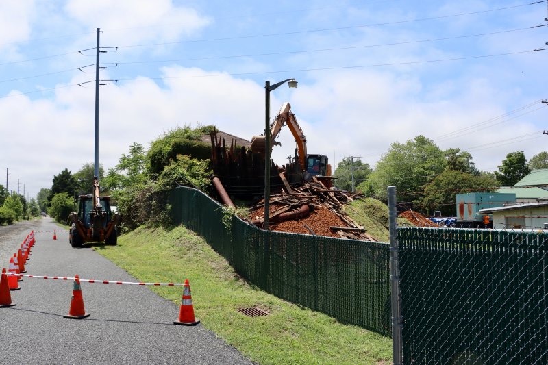 This photo shows the proximity of the tank to the Lewes-to-Georgetown Trail, which runs along the back of the BPW’s Schley Avenue campus.