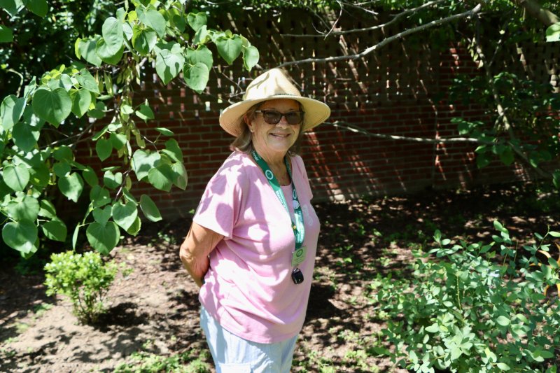 Penny Huth, Sussex County master gardener, answered a lot of questions about the plants at 124 Kings Hwy. She said the Elderberry bush was very popular.