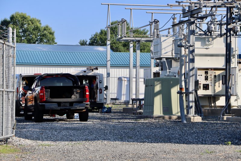 Contractors work at the Lewes Board of Public Works substation on Schley Avenue June 25. The city experienced four separate power outages June 23-24, two of which lasted an hour. Tom Panetta, BPW board president, said they are investigating the cause, but the substation was back to normal as of the afternoon of June 25. BILL SHULL PHOTO