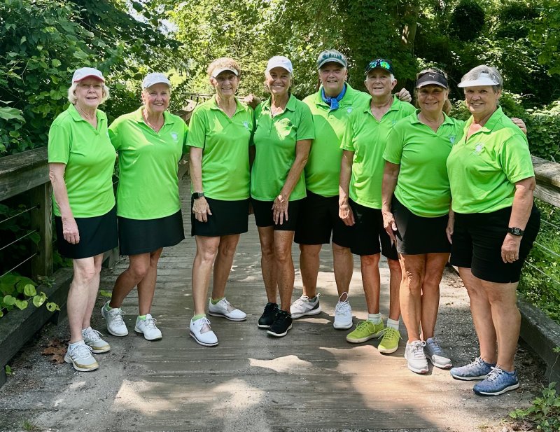 A squad of golfers from Mulligan’s Pointe won the Women’s Peninsula Golf Association team match play tournament, a series of matches among 21 Delaware and Maryland golf clubs. The final took place June 18 at River Marsh in Cambridge, Md. Shown are (l-r) Brenda Lewis, Sue Brady, Janet McCarthy, Wendy Michaelson, Sue Ahern, Maxine Ansbach, Tammy Findlay and Peggy Claussen. SUBMITTED PHOTO