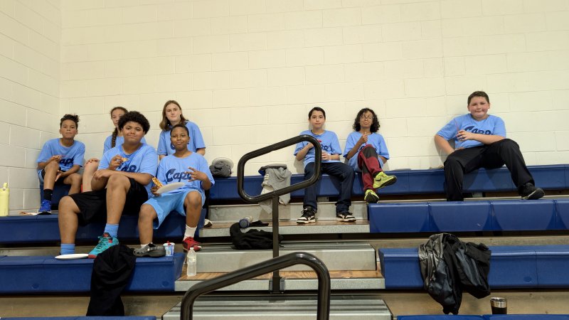 Beacon players enjoy the taste of victory, which in this case is ice cream and pizza. Shown are (l-r) Colton Wilson, Addison Wilson, Kaden Riley-Spillane, Mackenzie Kupa, Semaj Rider, Ryan Wright, Gabriel Morris and Thomas Scruggs.