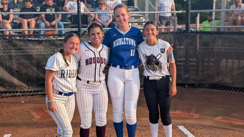 Taking part in the bunt competition are (l-r) Elizabeth McCarthy, Kirah Lately, Kira Brown and Nelmarie Rivera.