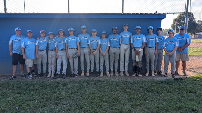 The Cape senior all-stars battled the heat and the western Sussex County teams in the 2025 District 3 tournament June 24-25. Shown are (l-r) Merritt Burke, George Pribulick, Doug Simpson, Nick Petito, Anthony Brittingham, Layton Burke, Harvey Ryan, Jack Thomas, Nicholas DeBarr, Jimmy Swatski, Jude Pressler, Kingston Noel, Kane Andrews, Noah Hendrick, Ben Pribulick and Chess Hedrick. AARON R. MUSHRUSH PHOTOS
