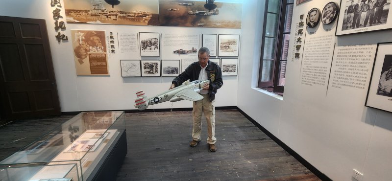 Larry Kelley holds a model of his B-25 bomber, named Panchito, at a former hospital in China. Kelley owns the real Panchito at Delaware Coastal Airport in Georgetown. Kelley spent more than a week in China this spring visiting sites related to the World War II Doolittle Raiders mission for a Chinese TV documentary, scheduled to debut in August.
LARRY KELLEY PHOTOS