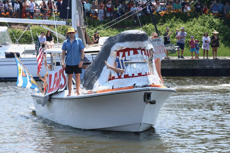 The 50th anniversary of “Jaws” inspired Capt. Patrick to turn his boat into a shark. He won honorable mention for the great white effort.