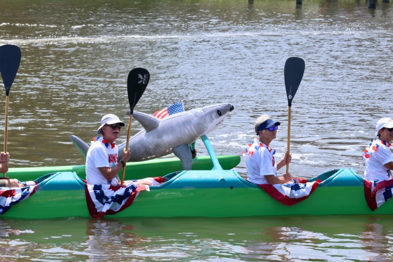 Another “Jaws” theme came courtesy of the New Hope Canoe Club Ministry Team Atlantic in their outrigger canoe.