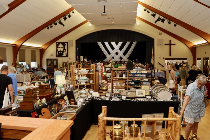 A total of 22 vendors fill Fellowship Hall at the 65th Bethel United Methodist Church Antiques and Home Decor Show, some for the first time.