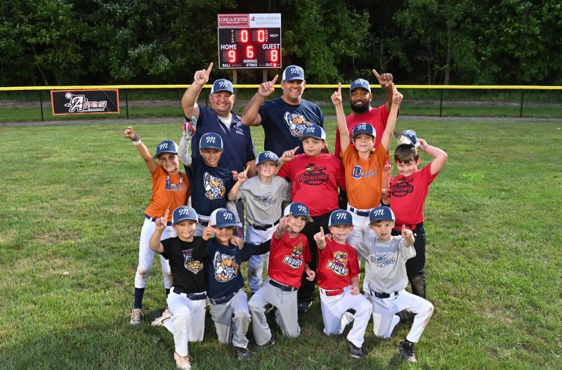 The Milton 8-10 Pat Knight baseball team comprises in back (l-r) coach Bret Underwood, manager Travis White and coach Chad Brittingham. In. middle are Landon Reber, Peyton Scisco, Christopher “Ike” Underwood, Josh Brittingham, Brantley Peterson and Asher Johnson. In front are Huk O’ Brien, Dylan White, Mason Pisapia, Rowen Duncan and Parker Graves. Not shown are Dawson Libby, Conor Williams and Luke Underwood. DAN COOK PHOTOS