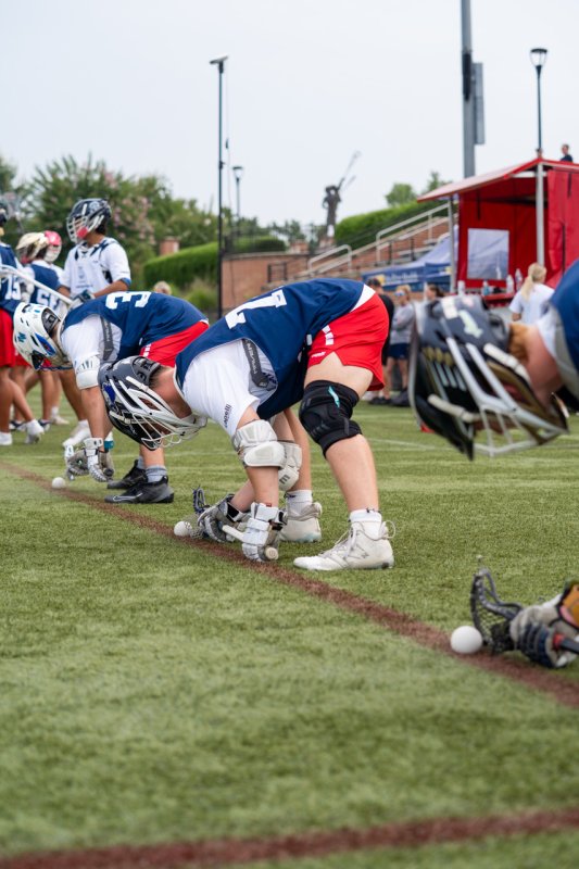 Seahawks fans are very familiar with Taco Meszaros’ dominance at the face-off X. He is shown in the middle practicing with other face-off specialist at the USA Lacrosse tryouts. SUBMITTED PHOTO