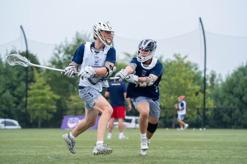 Throwing off the shooter’s motion, Taco Meszaros gets a check on the bottom hand just in time. SUBMITTED PHOTO