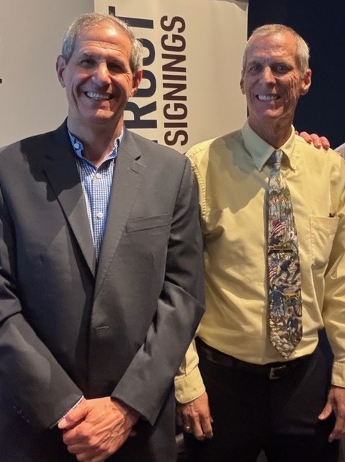 Dr. Jon Nese, left, and Jeffrey Harding are shown at a conference. Nese is a renowned meteorologist from Penn State, Harding a historian and licensed Gettysburg Battlefield guide. They coauthored “The Weather Gods Curse the Gettysburg Campaign,” which they said is the first full accounting of the weather during the Battle of Gettysburg in July 1863. PHOTO COURTESY JEFFREY HARDING