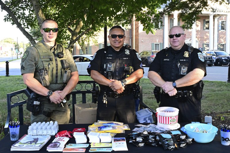 Representing the Ocean View Police Department are (l-r) Cpl. Connor Watkins, Cpl. Washington Alava, and Lt. Mark Burton.