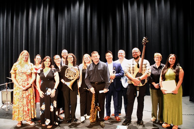 Cape district music educators have been rehearsing a variety of selections for the upcoming faculty recital. Shown on stage at the 2024 event are (l-r) Juleean Schlitter, Heather Sadkoski, Windsor Allen, Kait Colegrove, Chris Burkhart, Mirella Gable, Elly Rolfes, Nick Greeson, Brian Mahoney, Zach Coffman, Rob Barbarita, Terry Alvey and Marian Sunnergren. GINA GRUWELL PHOTO