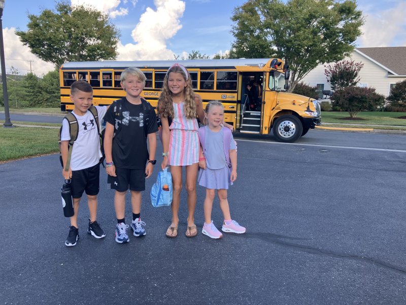 Ready to start the new school year, Lewes Elementary school students are (l-r) Landon Jaffe, Christopher Brown, Leah Jaffe and Addison Brown.