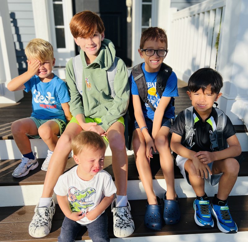The Suchecki boys are ready to shine for their first day back to school. Shown (;-r) are Adrian, pre-kindergarten at Children’s Beach House; Zachary, fifth grade at Love Creek Elementary; Everett, third grade at Love Creek Elementary; and Casey, first grade. Shown in front is 1-year-old Rowan, who attends daddy daycare.