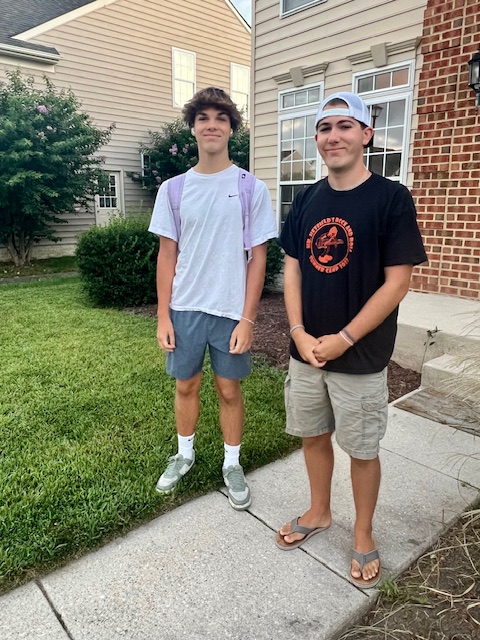 First year and last year of school: Brayden Whitten, freshman; and Jamie Whitt, senior, are off to classes at Cape High.