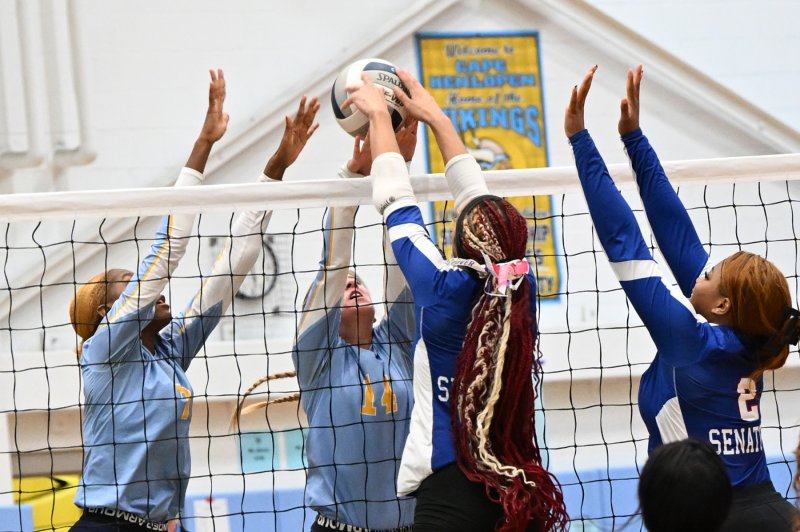 Both teams were physical at the net.