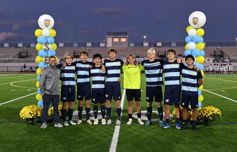 Cape’s Class of 2026 stands with coach Patrick Kilby. Shown are (l-r) Kilby, Quin Eisenmann, Blake Fitzgerald, Will Burke, Lawson Whaley, Anton Schierenberg, Brenner Short, Lee Levis and Jorge Ruiz. DAN COOK PHOTOS