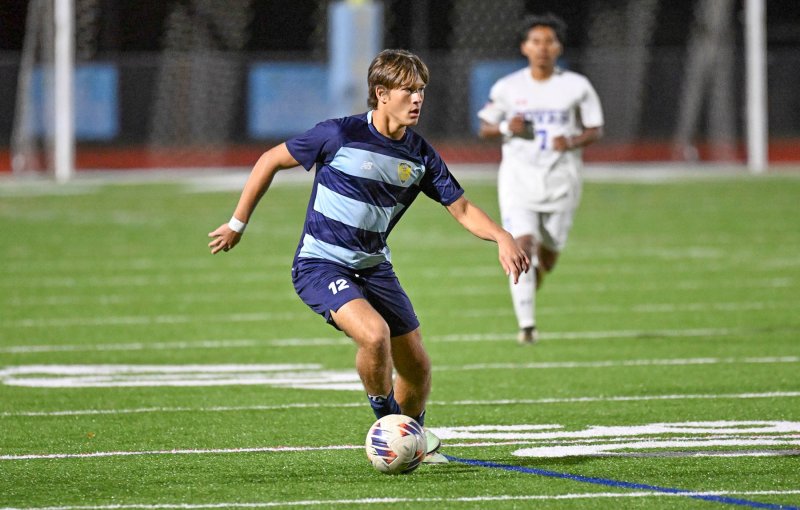 Cape junior Jackson Hess controls play in the midfield.