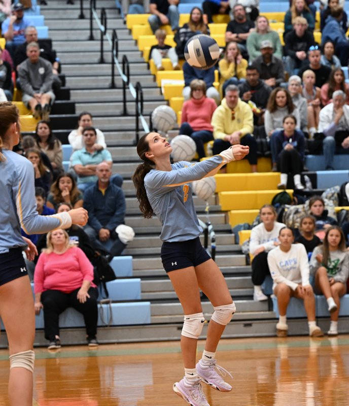 Cape senior setter Kaylee Sockriter returns a free ball.