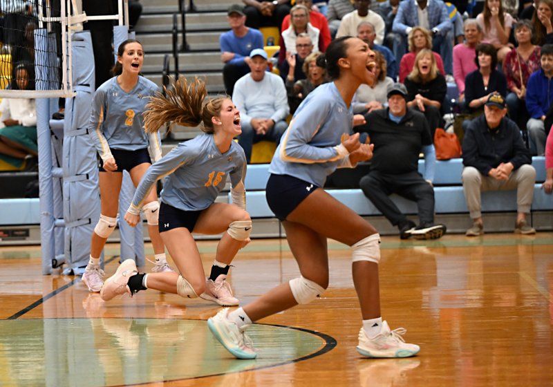 Celebrating a Cape roof are (l-r) Kaylee Sockriter, Amalia Fruchtman and Journey McDaniel.