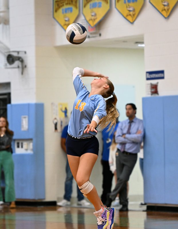 Cape senior Mallory Terhune powers in a serve.